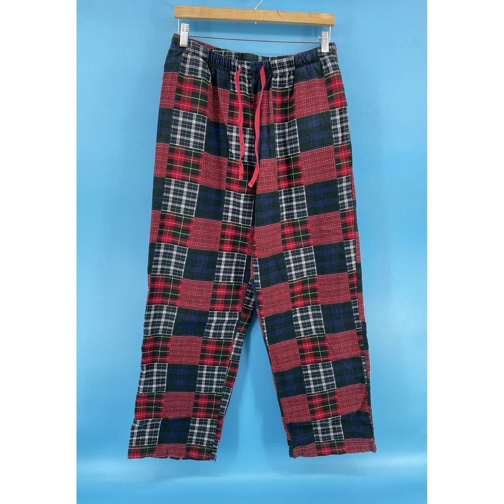 y2k L.L.Bean Men's Plaid Flannel Pajama Lounge Pants Size M Cotton Patchwork